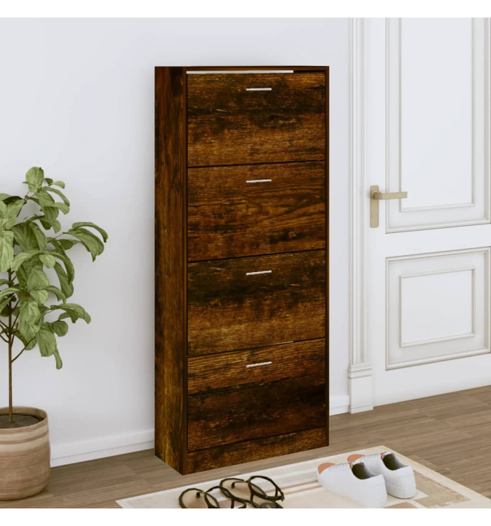 Armoire à chaussures Chêne fumé 63x24x147 cm Bois d'ingénierie | Mobilier & Déco