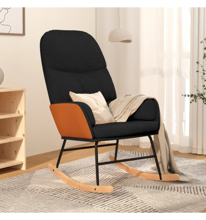 Chaise à bascule Noir Tissu | Mobilier & Déco