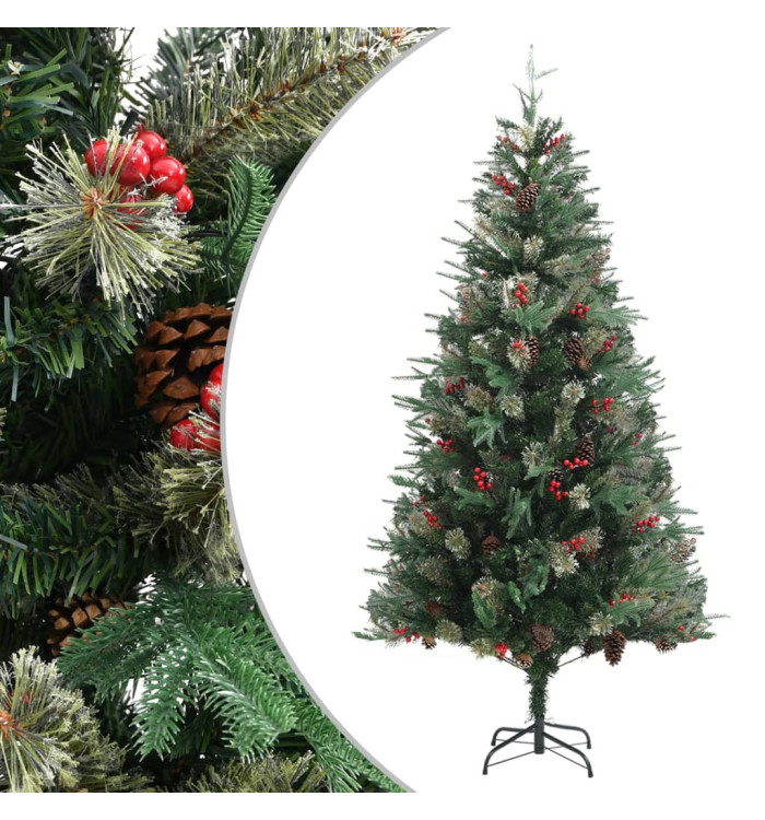 Sapin de Noël avec pommes de pin Vert 225 cm PVC et PE | Mobilier & Déco