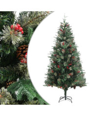 Sapin de Noël avec pommes de pin Vert 225 cm PVC et PE | Mobilier & Déco