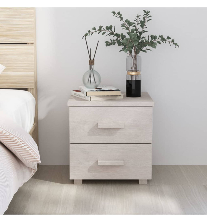 Table de chevet HAMAR Blanc 40x35x44,5 cm Bois de pin massif | Mobilier & Déco