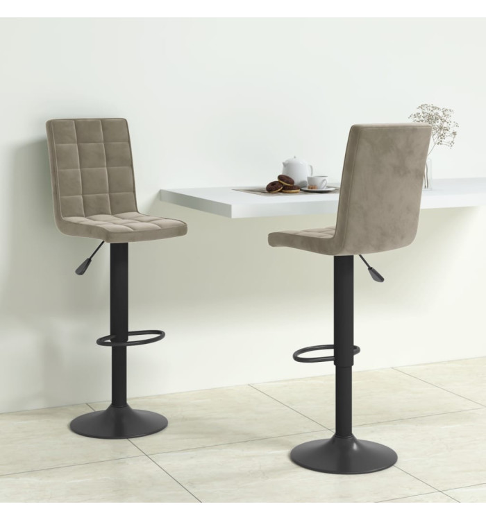 Tabourets de bar lot de 2 gris clair velours | Mobilier & Déco