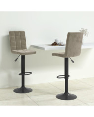 Tabourets de bar lot de 2 gris clair velours | Mobilier & Déco
