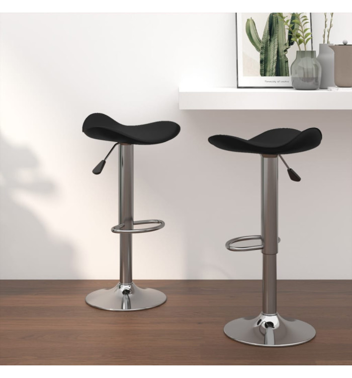 Tabourets de bar lot de 2 noir acier chromé et cuir artificiel | Mobilier & Déco