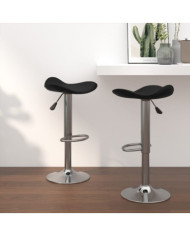 Tabourets de bar lot de 2 noir acier chromé et cuir artificiel | Mobilier & Déco