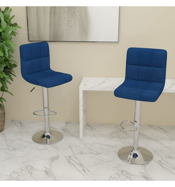 Tabourets de bar lot de 2 bleu tissu | Mobilier & Déco