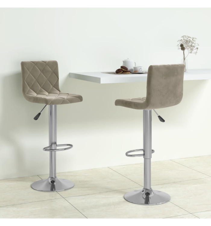 Tabourets de bar lot de 2 gris clair velours | Mobilier & Déco
