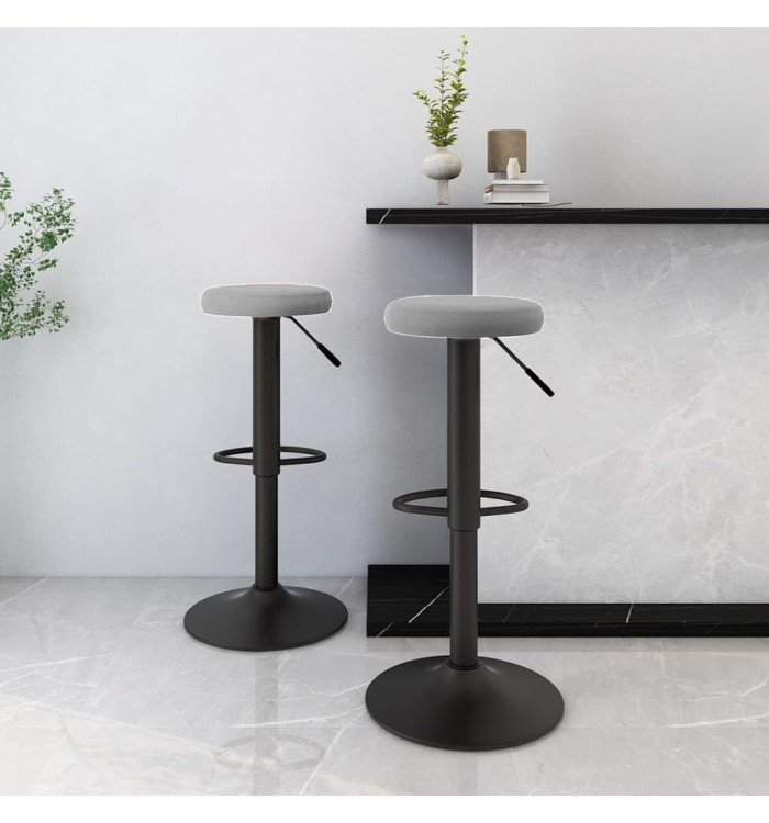 Tabourets de bar lot de 2 gris clair velours | Mobilier & Déco