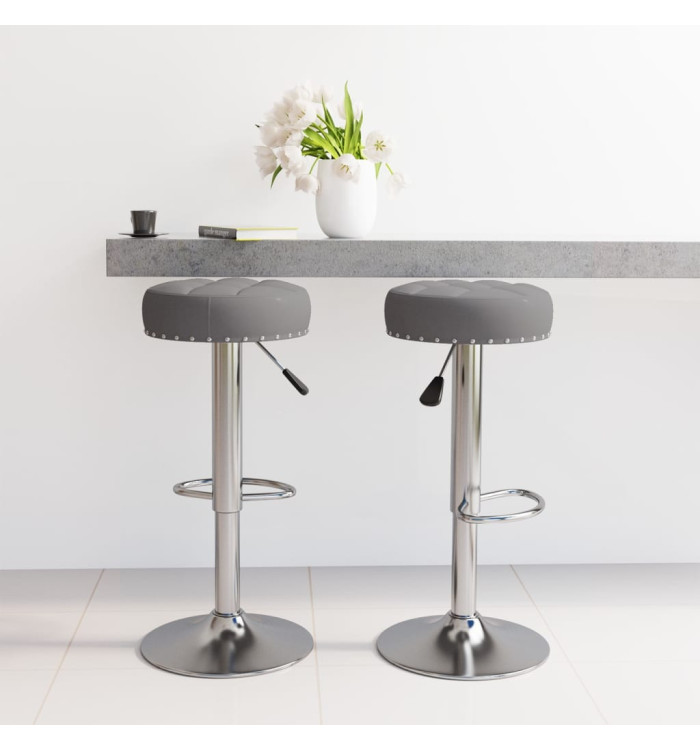 Tabourets de bar lot de 2 gris foncé tissu | Mobilier & Déco