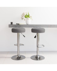 Tabourets de bar lot de 2 gris foncé tissu | Mobilier & Déco