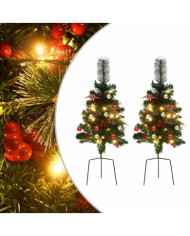 Arbre de Noël artificiel pré-éclairé d'allée 2 pcs 76 cm PVC | Mobilier & Déco