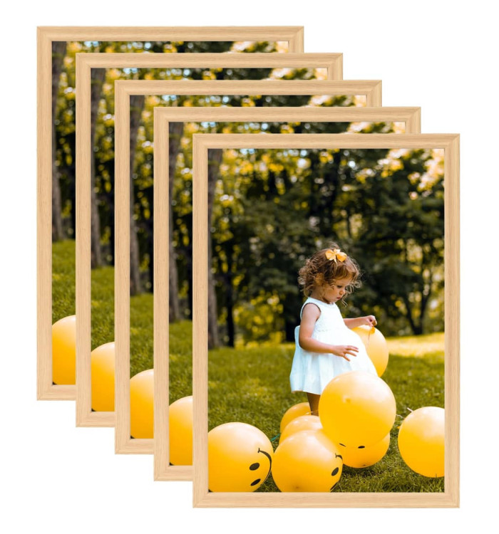 Collage de cadres photo 5 pcs de mur table Chêne clair 70x90 cm | Mobilier & Déco