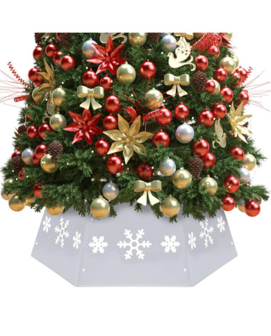 Jupe de sapin de Noël Argenté et blanc Ø68x25 cm | Mobilier & Déco