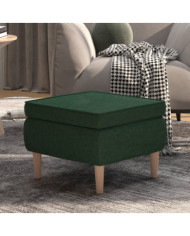 Tabouret avec pieds en bois Vert foncé Tissu | Mobilier & Déco