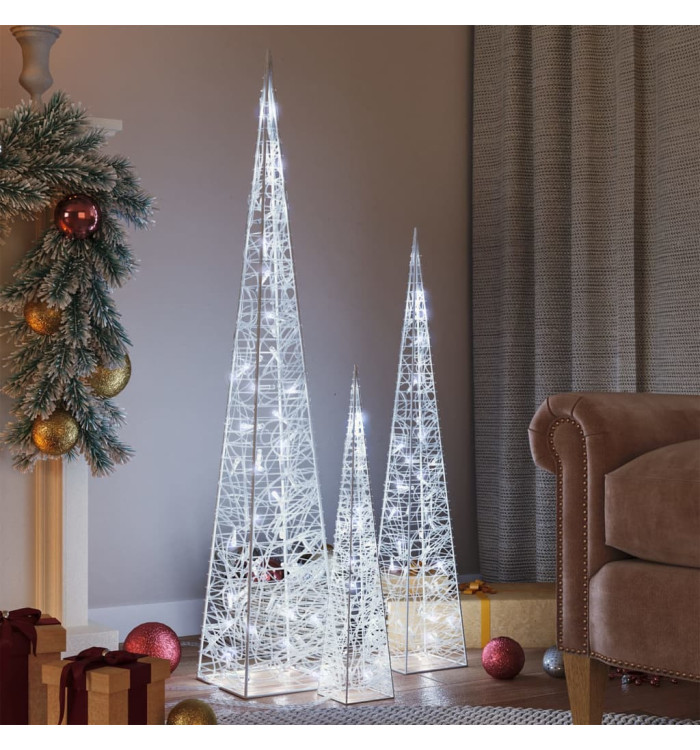 Jeu de cônes lumineux à LED Acrylique Blanc froid 60/90/120 cm | Mobilier & Déco