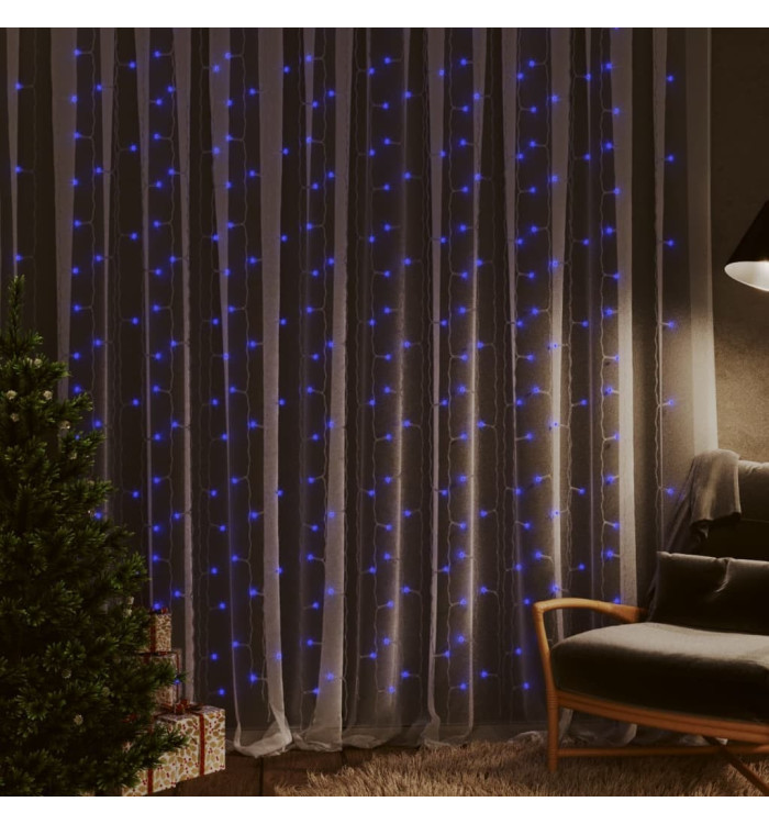 Rideaux lumineux à LED 3x3 m 300 LED Bleu 8 fonctions | Mobilier & Déco