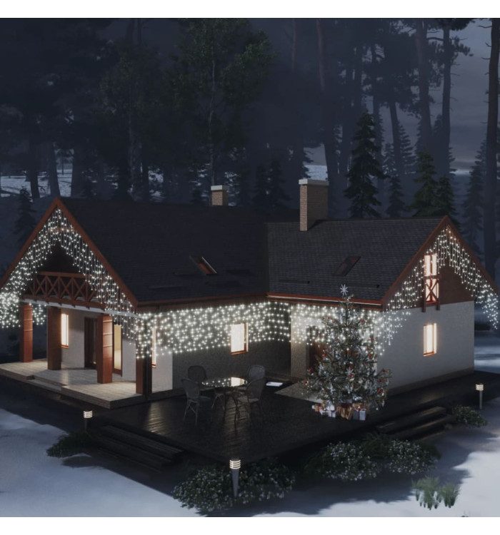 Rideau lumineux à glaçons LED 10m 400LED Blanc froid 8fonctions | Mobilier & Déco
