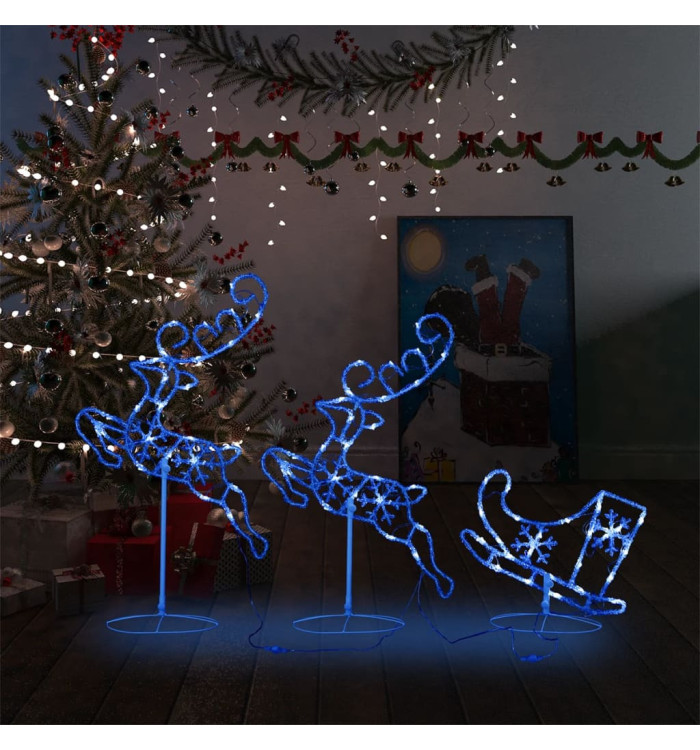 Renne/traîneaux Noël volant Acrylique 260x21x87 cm Bleu | Mobilier & Déco