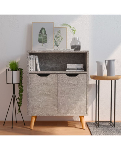 Buffet gris béton 60x30x72 cm bois d'ingénierie | Mobilier & Déco