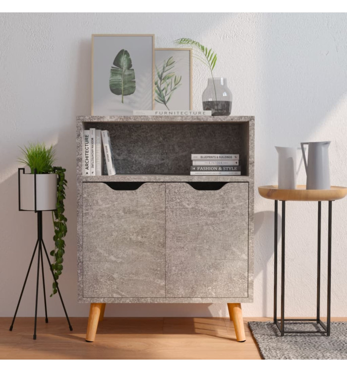 Buffet gris béton 60x30x72 cm bois d'ingénierie | Mobilier & Déco