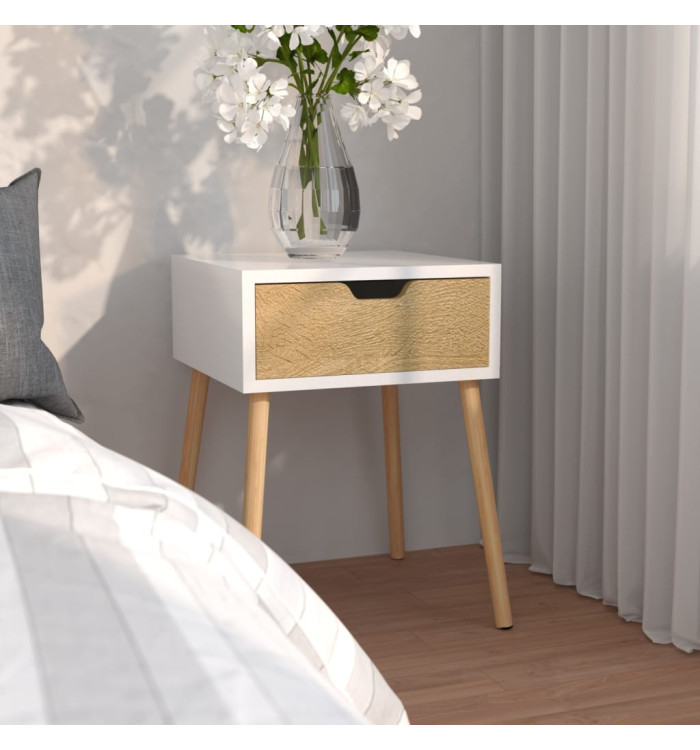 Table de chevet Blanc chêne sonoma 40x40x56cm Bois d'ingénierie | Mobilier & Déco
