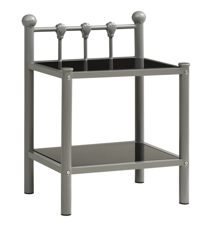 Table de chevet Gris et noir 45x34,5x60,5 cm Métal et verre | Mobilier & Déco