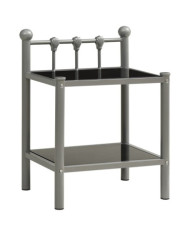 Table de chevet Gris et noir 45x34,5x60,5 cm Métal et verre | Mobilier & Déco