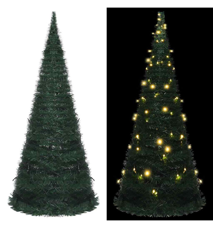 Sapin de Noël artificiel pré-éclairé avec guirlandes vert 210cm | Mobilier & Déco