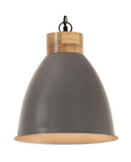 Lampe suspendue industrielle Gris Fer et bois solide 35 cm E27 | Mobilier & Déco