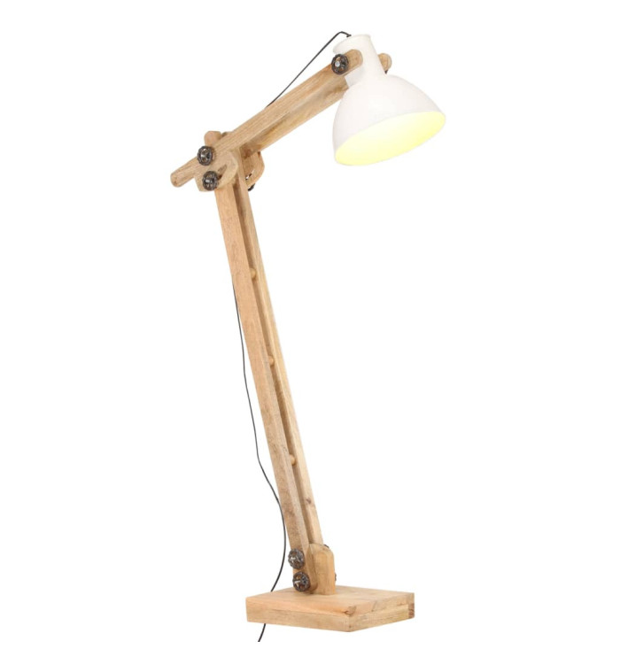 Lampadaire Blanc Bois de manguier massif E27 | Mobilier & Déco