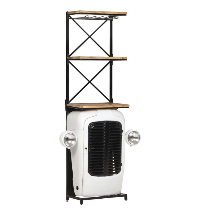 Cave à vin tracteur Blanc 49x31x172 cm Bois de manguier solide | Mobilier & Déco