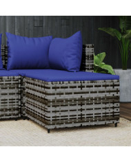 Repose-pied de jardin avec coussin Gris Résine tressée | Mobilier & Déco