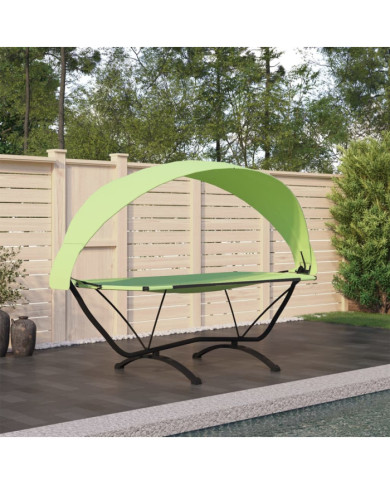 Lit de repos d'extérieur avec auvent Vert Acier et tissu Oxford | Mobilier & Déco