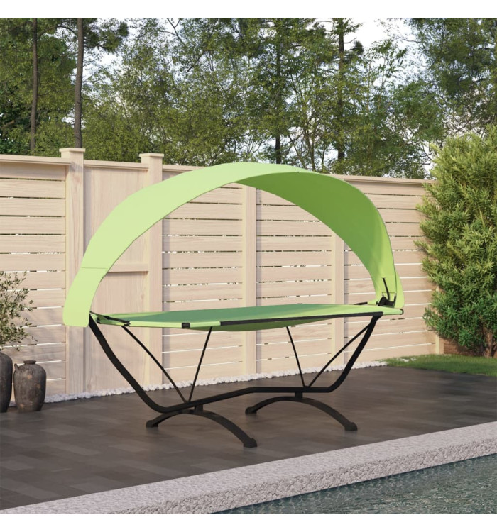 Lit de repos d'extérieur avec auvent Vert Acier et tissu Oxford | Mobilier & Déco