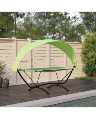 Lit de repos d'extérieur avec auvent Vert Acier et tissu Oxford | Mobilier & Déco