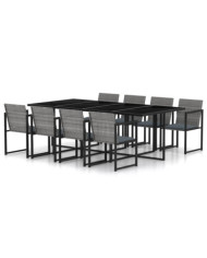 Ensemble à manger d'extérieur 9pcs coussins Résine tressée Gris | Mobilier & Déco