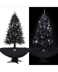 Arbre de Noël neigeux avec base de parapluie Noir 190 cm PVC | Mobilier & Déco