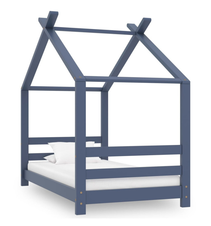 Cadre de lit d'enfant Gris Bois de pin massif 70x140 cm | Mobilier & Déco