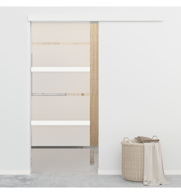 Porte coulissante butées souples Verre ESG aluminium 76x205 cm | Mobilier & Déco