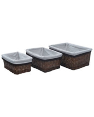 Ensemble de paniers gigognes 3 pcs Marron Saule | Mobilier & Déco