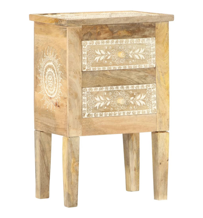 Table de chevet peinte à la main 40x30x60 cm Bois de manguier | Mobilier & Déco