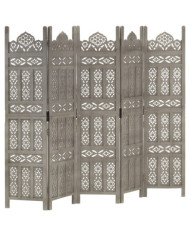 Cloison de séparation 5 panneaux Gris 200x165 cm Bois manguier | Mobilier & Déco