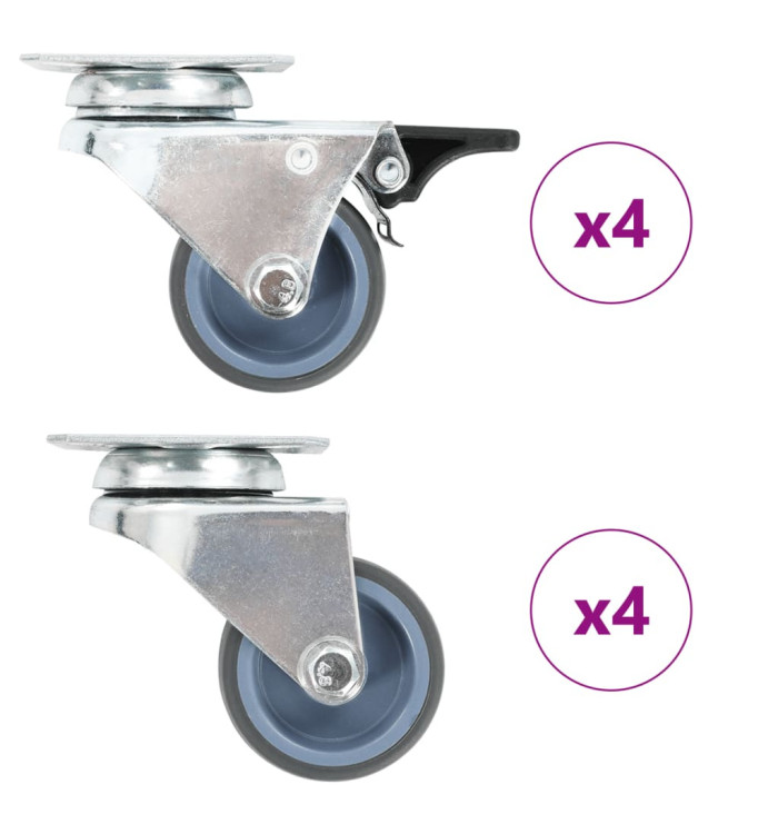 8 pcs Roulettes pivotantes doubles 50 mm | Mobilier & Déco