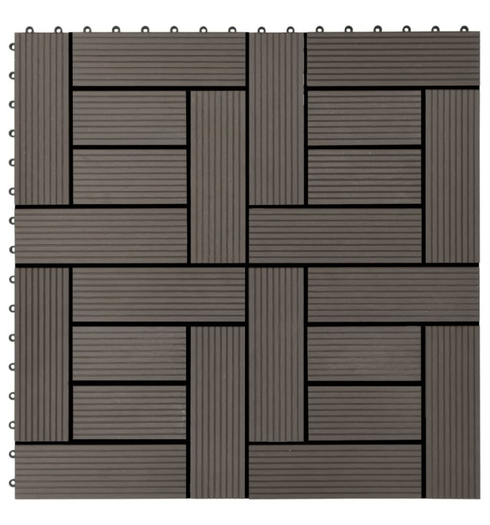 Carreaux de terrasse 22 pcs 30 x 30 cm 2 m² WPC Marron foncé | Mobilier & Déco