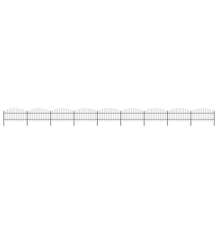 Clôture de jardin à dessus en lance Acier (1-1,25)x15,3 m Noir | Mobilier & Déco