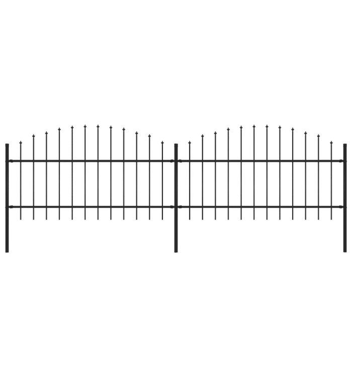 Clôture de jardin à dessus en lance Acier (1-1,25)x3,4 m Noir | Mobilier & Déco