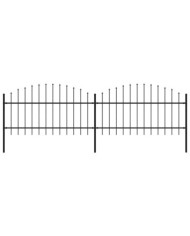 Clôture de jardin à dessus en lance Acier (1-1,25)x3,4 m Noir | Mobilier & Déco