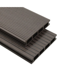 Panneaux de terrasse creux WPC 16 m² 2,2 m Marron foncé | Mobilier & Déco