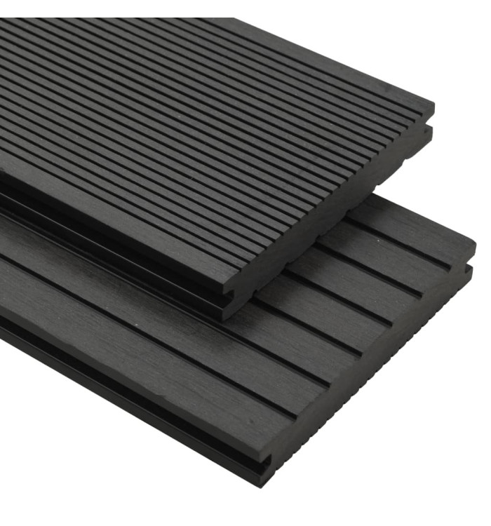 Panneaux de terrasse solides et accessoires WPC 26m² 2,2 m Noir | Mobilier & Déco