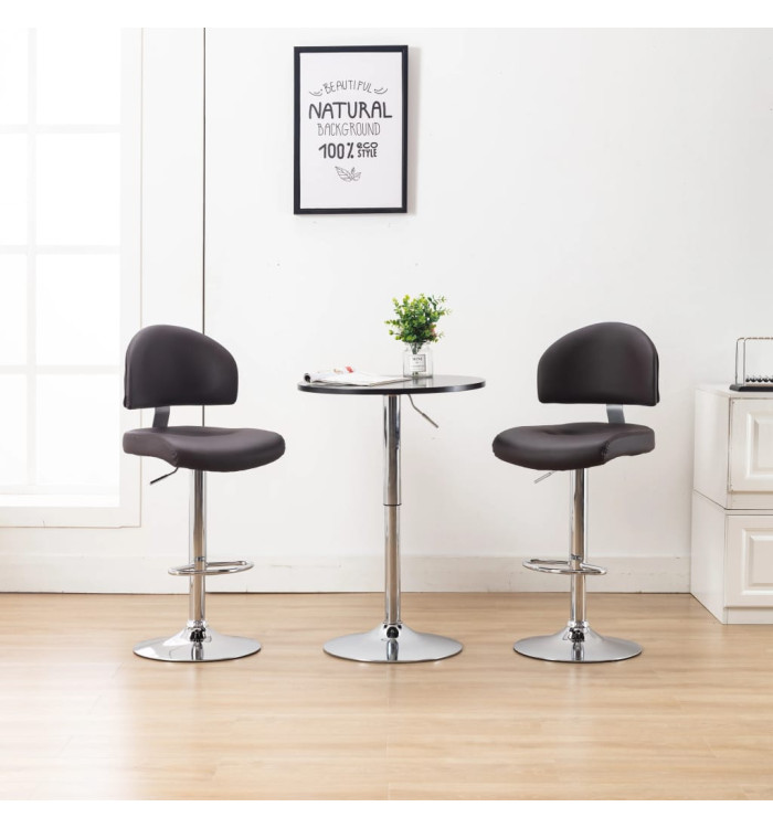 Tabourets de bar lot de 2 marron similicuir | Mobilier & Déco